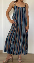 Vestito fluido leggero estivo a righe multicolor