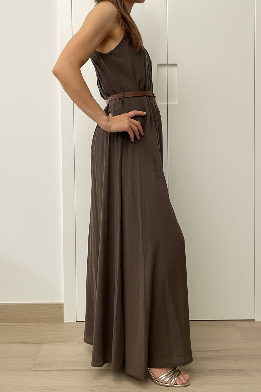 Maxi dress marrone cioccolato