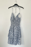 Vestito Floreale Bianco e Blu – Halter Neck