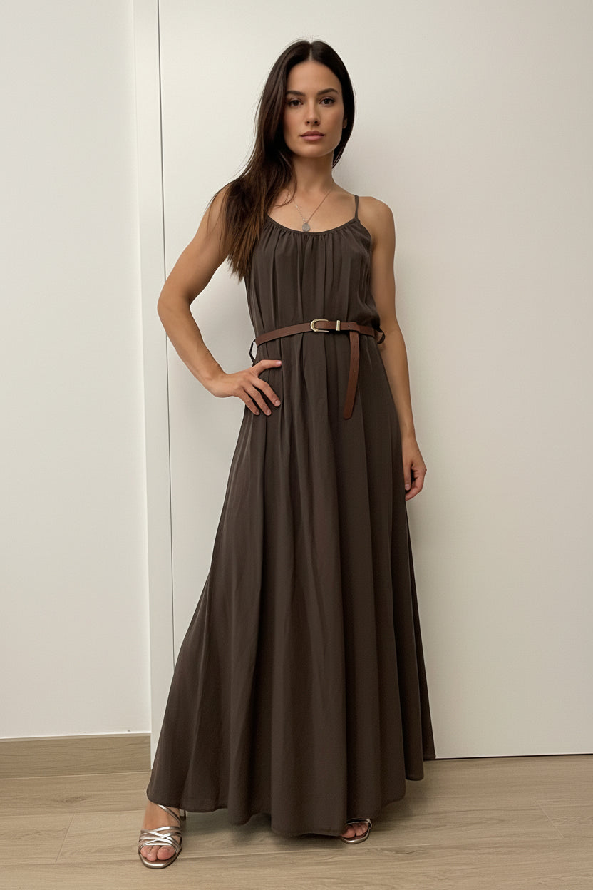 Maxi dress marrone cioccolato