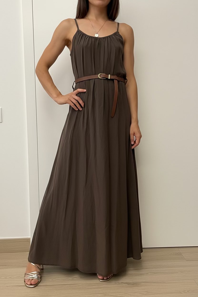 Maxi dress marrone cioccolato
