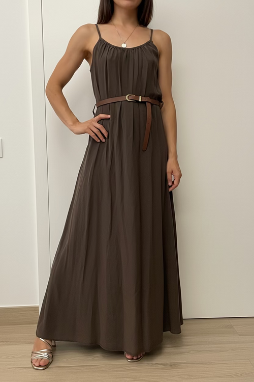 Maxi dress marrone cioccolato